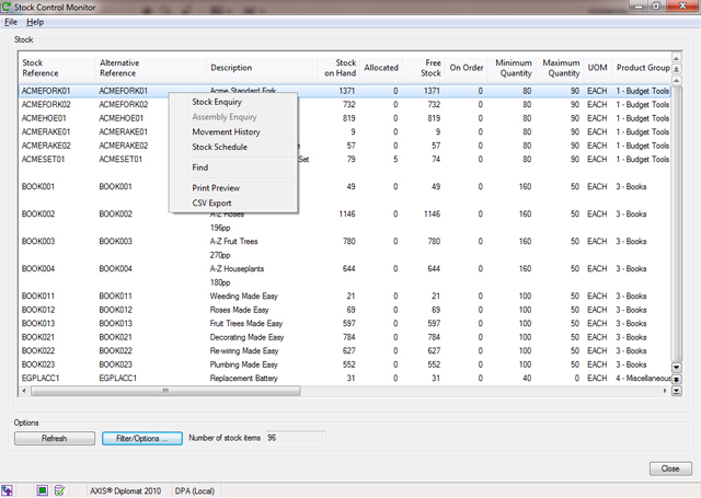 Stock Control Monitor